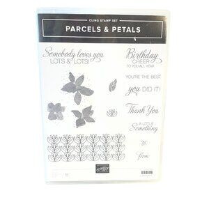 Stampin' Up! PARCELS & PETALS Cling Stamp Set Floral Sentiments‎